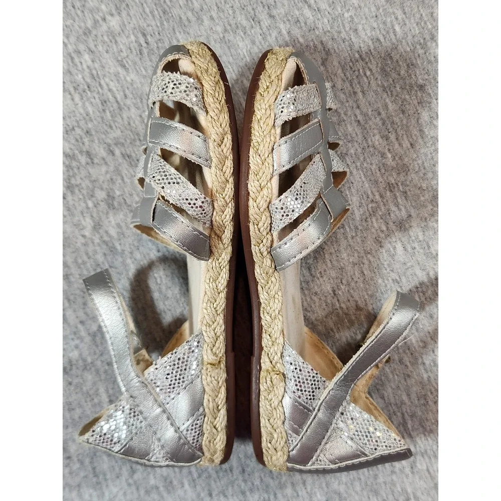 UGG Sandals Toddler Girls 11 Silver Metallic Glitter Espadrille F16018A